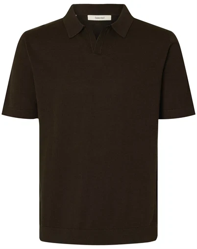 Selected - SLHMattias Linen Blend Open Polo - Delicioso
